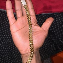 18k Gold  Over Silver Cuban Link Bracelet 