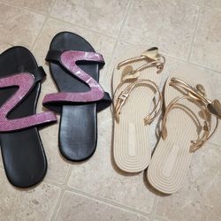 2 NEW Sandals Flats Shoes 