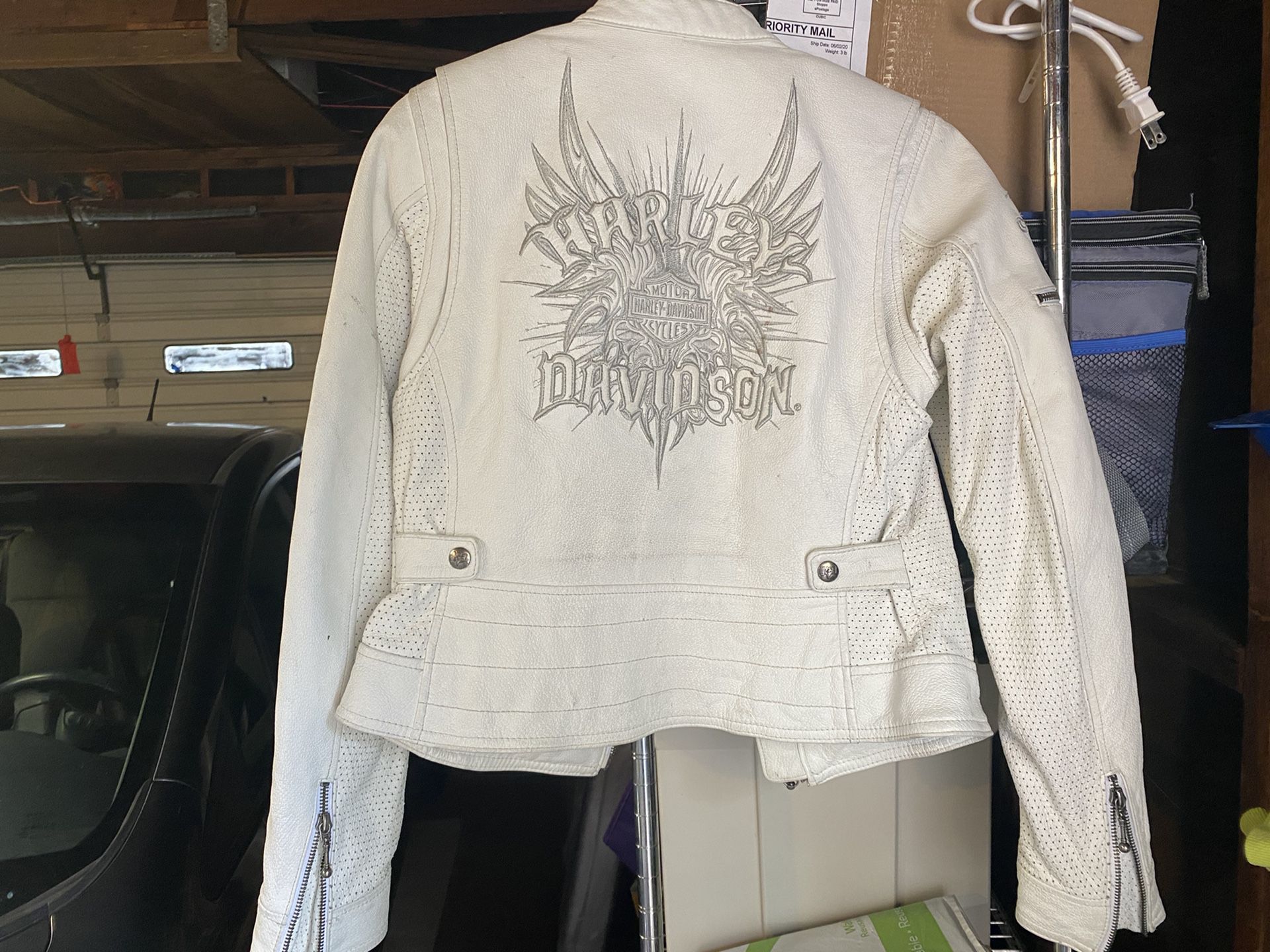 Women’s Harley Davidson genuine white leather riding jacket