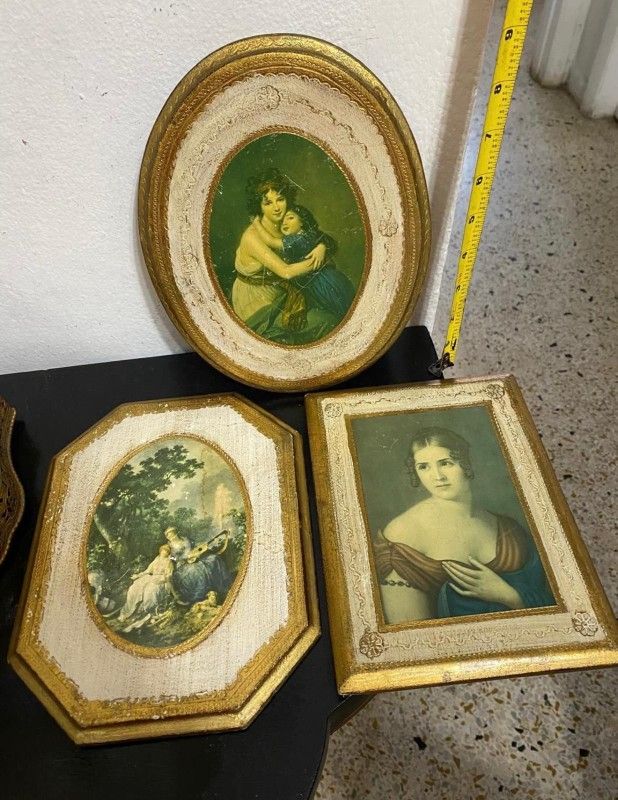 JUEGO DE CUADROS ITALIANO DE PINTURA DE ÉPOCA EN MADERA