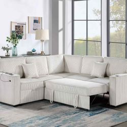 New Sleeper Sectional Couch With Storage / Free Delivery 