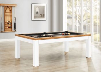 Penelope II Pool Table in Acacia & White with Dining Top