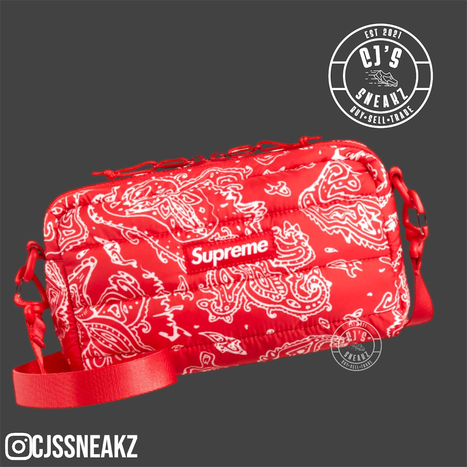 Brand New Supreme Puffer Side Bag Red Paisley 