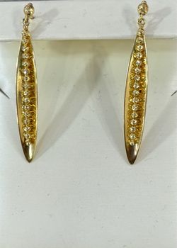 14 k Drop Earrings with Crystal Accents