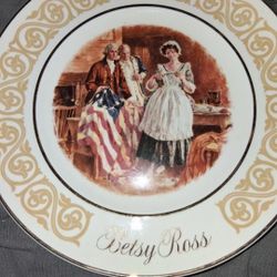 1973 Betsy Ross Collector Plate With Confederate Flag 