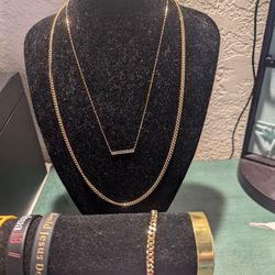10k Yellow Gold Necklace + Necklace And Bracelet Set 