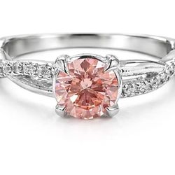 0.75ct 14K White Gold Fancy Vivid pink Diamond Ring IGI Certified