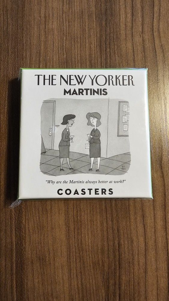 The New Yorker Martinis Coaster Set, White and Green, 4.25 x 4.25 x 1, (NYCOA04)
