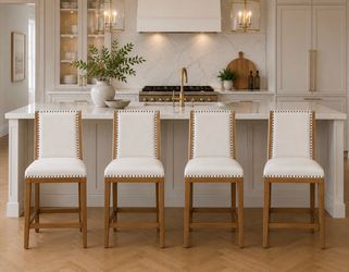 Set of 4 Upholstered Counter Stools - New