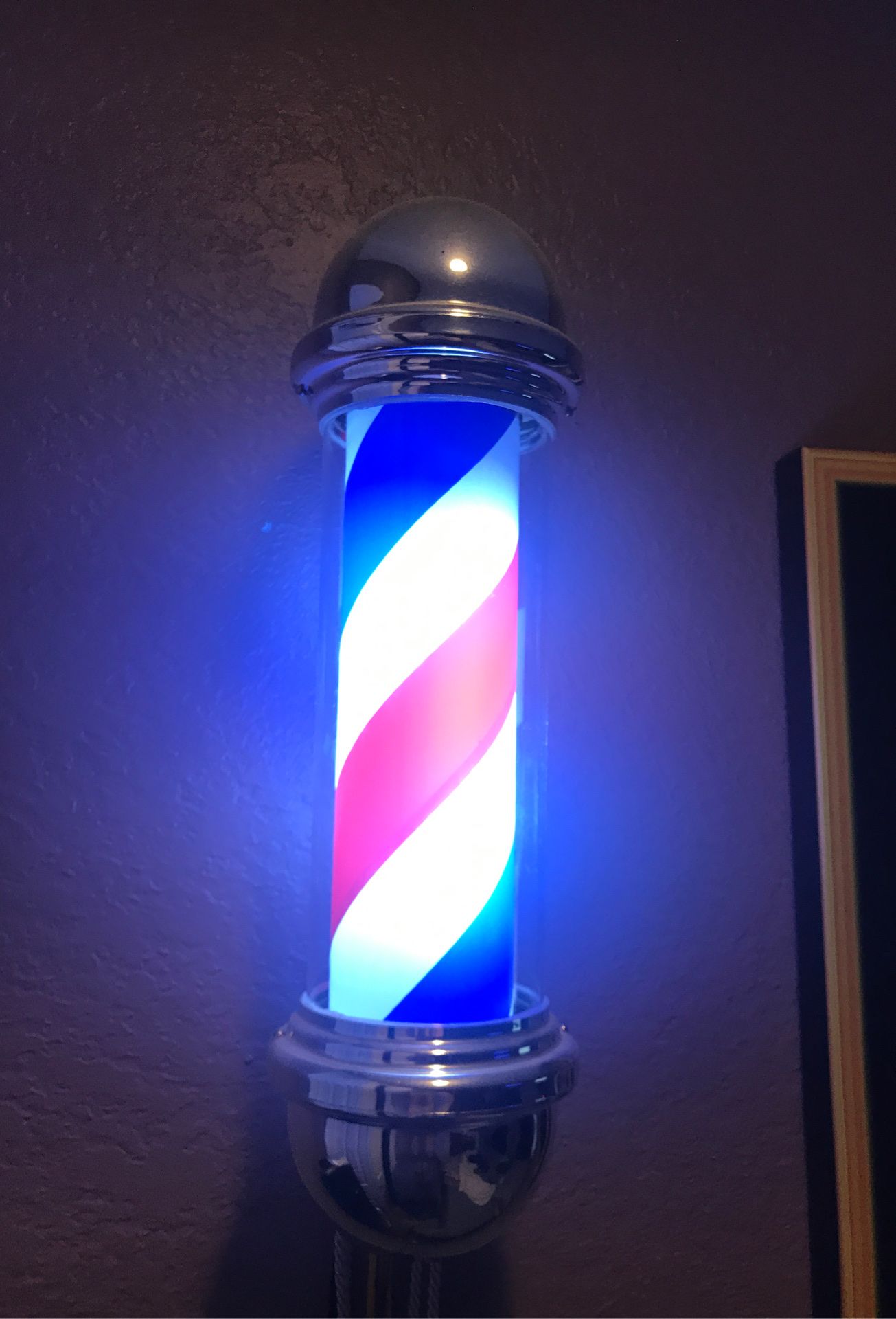 Wall mounted vintage barber pole