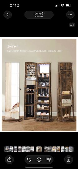 Stand up mirror Jewelry cabinet  lockable 🔑