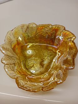 BRAND NEW CARNIVAL GLASS BOWL, MARIGOLD COLOR