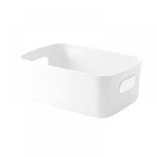 4pcs White Storage Containers – 8” x 2.75” x 5.5”