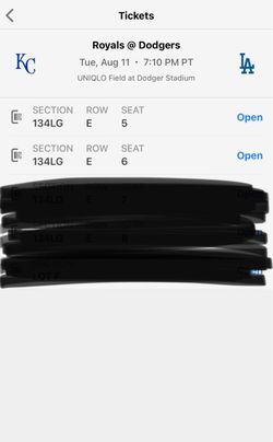 Dodger tickets (Royals @ Dodgers) 8/11