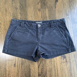 Express Women's Size 00 Black Chino Shorts Low Rise Cotton Stretch Mini Summer 