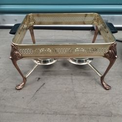 Brass and copper chafing tray 