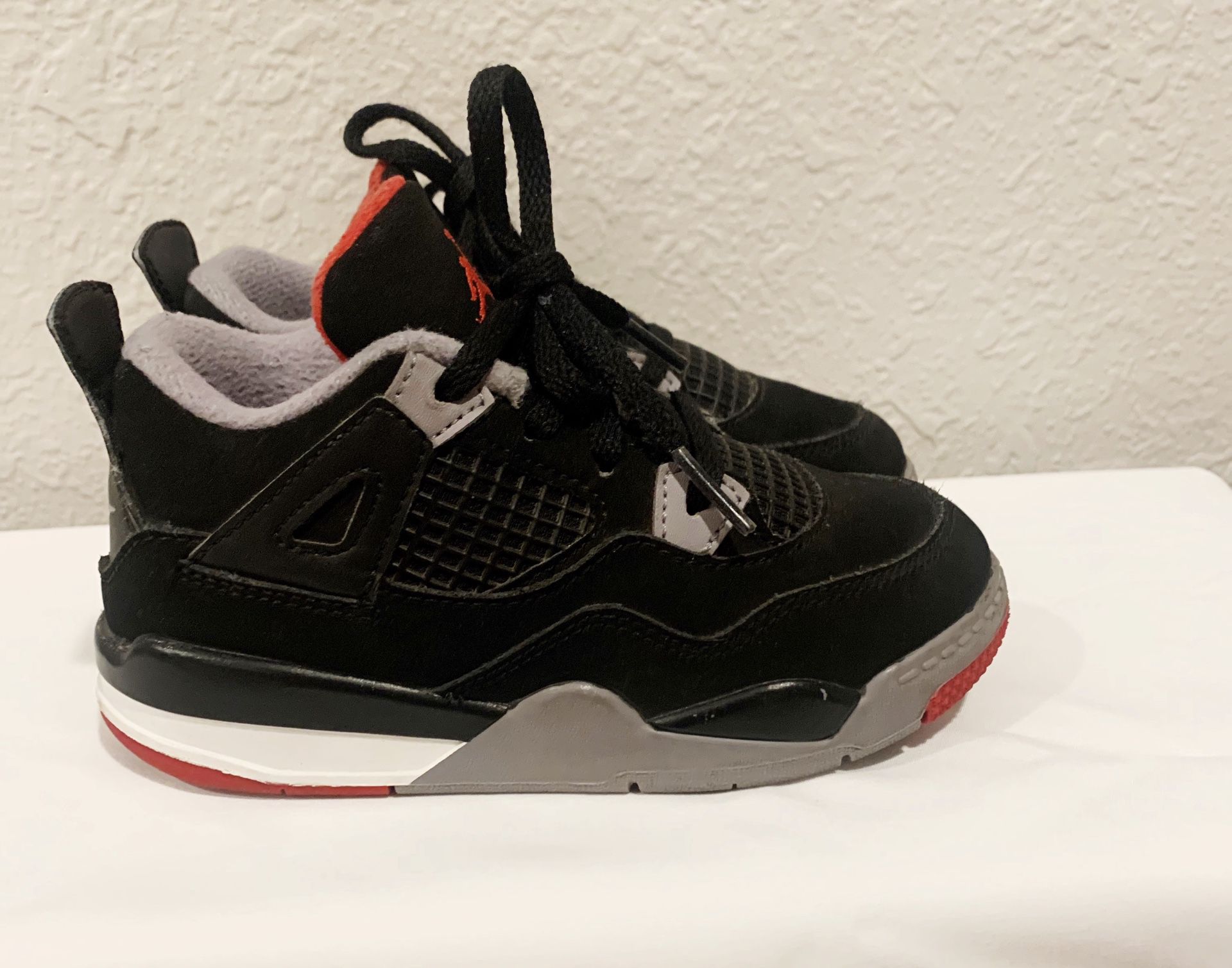 Nike Air Jordan Retro 4 OG Bred Black Red Cement TD Kids10c