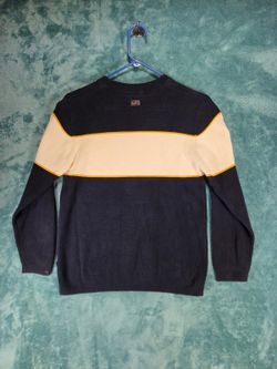 Revert Boys Sweater M 10-12 Navy Cream Colorblock Stripe Cotton Crewneck