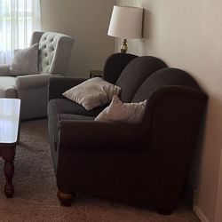 Dark Brown Couch And Matching Loveseat 