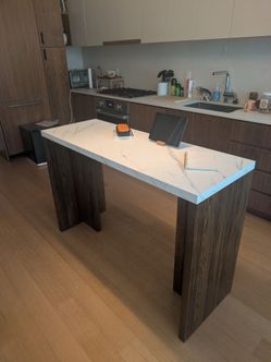 Counter Height Bar Table // white and rustic brown