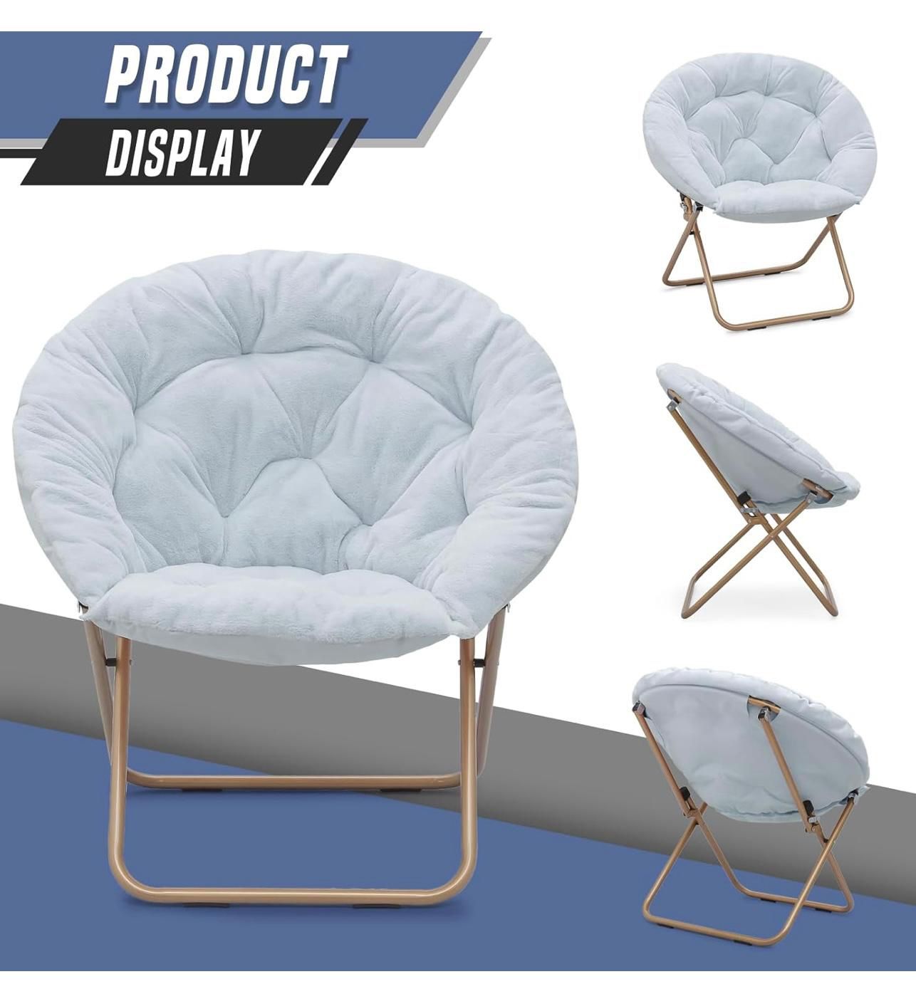 Foldable Oversized Moon Chair Large Soft Lazy Cozy Comfortable Faux Fur Round Saucer Moon Chairs(X101)