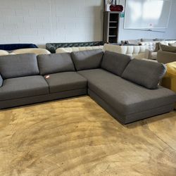 Glendale Grey Linen L-Shaped Right Sectional Sofa