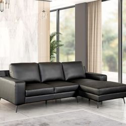 Black Leather Match Modern Couch Sofa Sectional