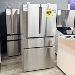 👑 Bosch - 800 Series 20.5 Cu. Ft. 4-Door French Door Counter-Depth Smart Refrigerator with VitaFresh - Stainless Steel👑