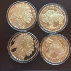 24 Karat, Gold, Plated, Buffalo Nickel