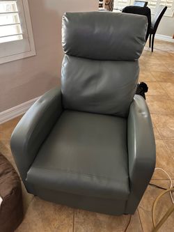 Grey faux leather reclining chair