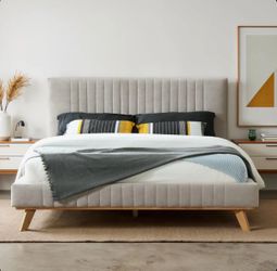 mid century modern queen bed frame