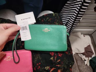 Brand NEW COACH wristlet GREEN with Tag