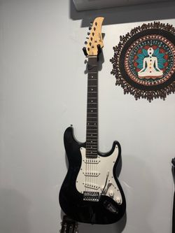 Audster Black Stratocaster-Style Electric Guitar