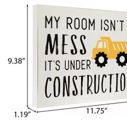 Under Construction Wood Wall Decoration Media, Kids Play or Game Room