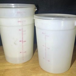 Lot of 3 Cambro 7.5L / 8 Qt Round Food Storage Containers with Lids – Used