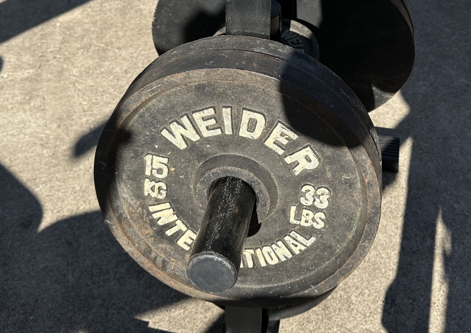 Set Of 2 Vintage Weider International 33 lb Olympic Plates Barbell 2 Inch Hole