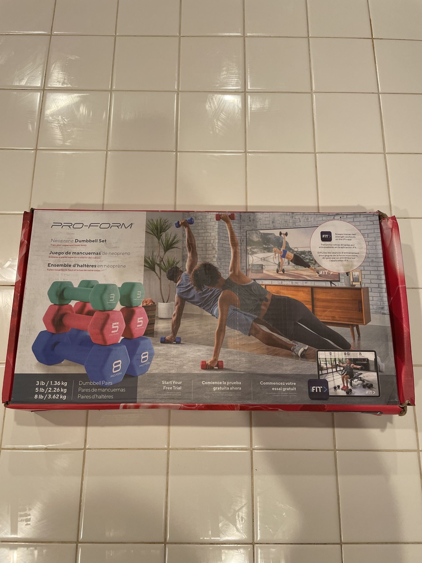 Pro Form Neoprene Hex Dumbbells Set 32 Pounds Total: 8lb, 5lb, 3lb Pairs