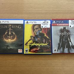 Elden Ring PS5, Cyberpunk 2077 PS5, Bloodborne PS4