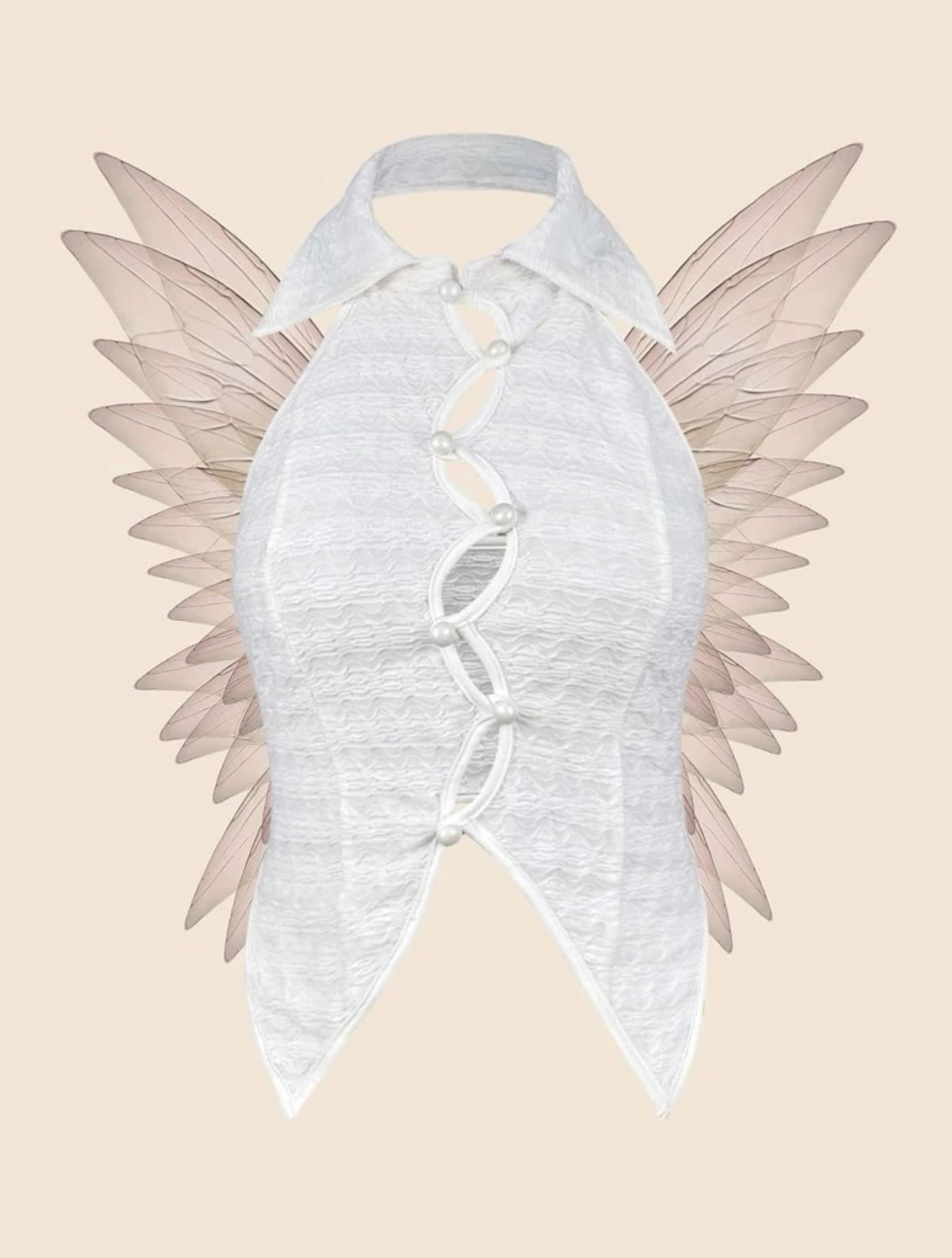 Button Front Asymmetrical Hem Halter Top