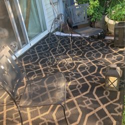 Patio Chairs Heavy Metal .+ Metal Plant Stand Mini Table + Lanterns 