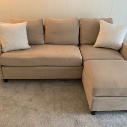 Beige Modern 78” Sectional Sofa with Reversible Chaise by Honbay