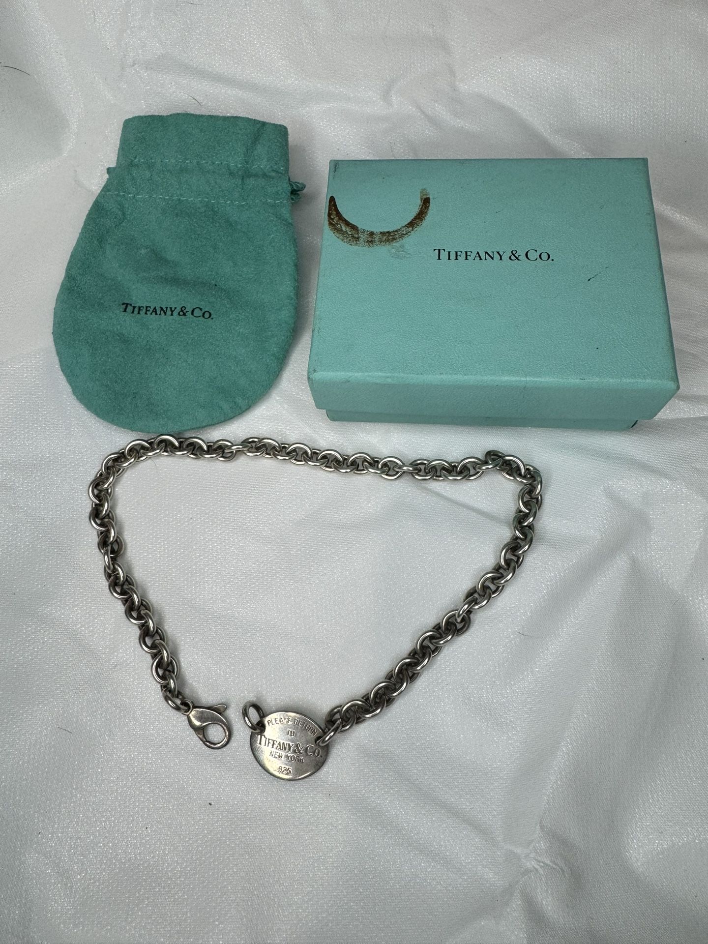 15” Return to Tiffany & Co Sterling Silver Oval Tag Choker Necklace