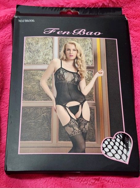 One Size Women Black Full Body Stocking Bodysuit 