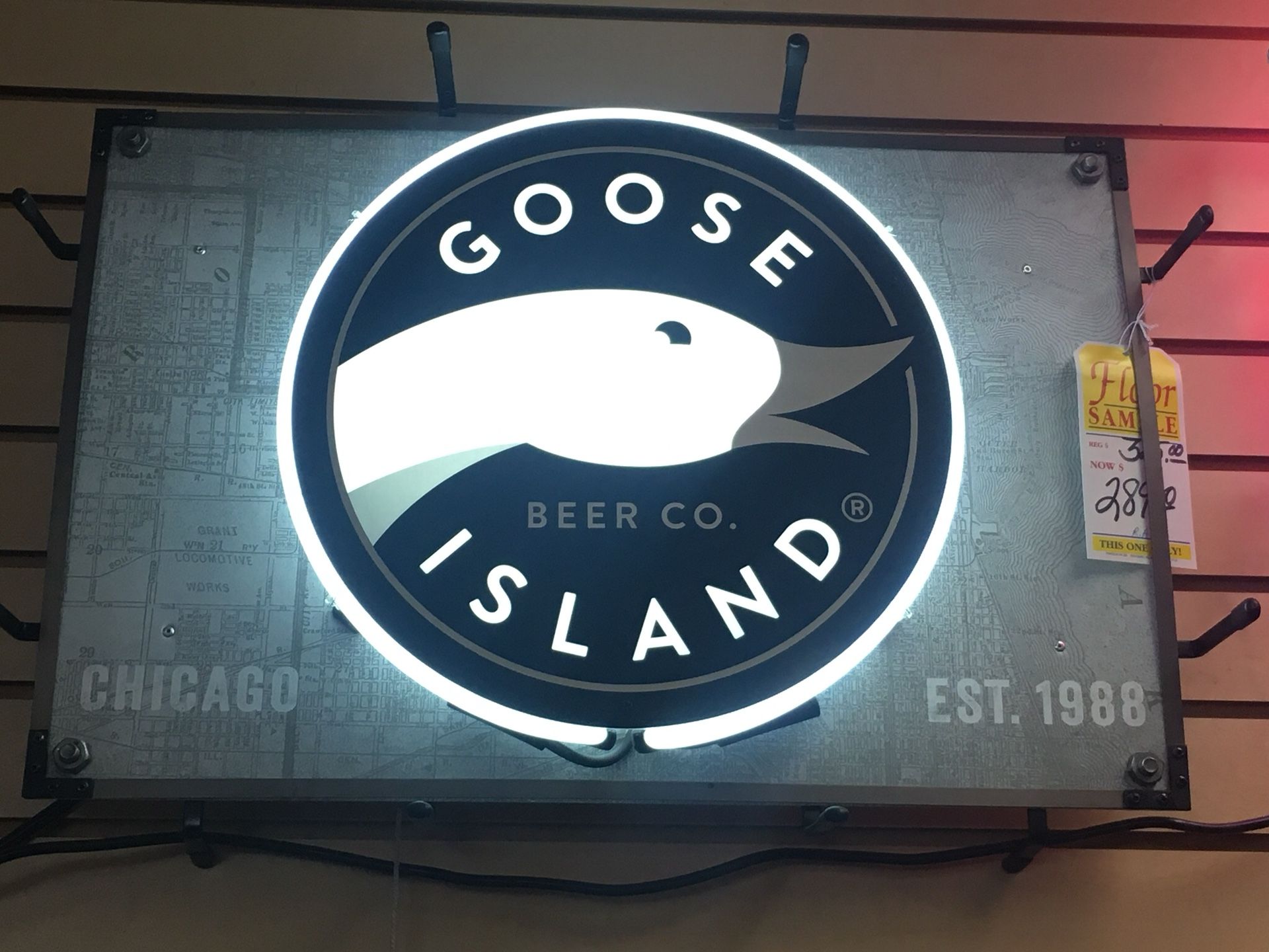 Goose island Chicago Map neon sign light bar sign