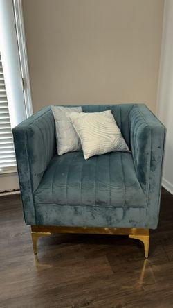 Teal Velvet Sofa And Armchair Set