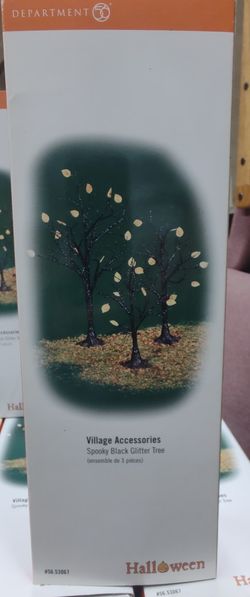 Apartment 56 Village Spooky Black Glitter Tree 3 Piece Set