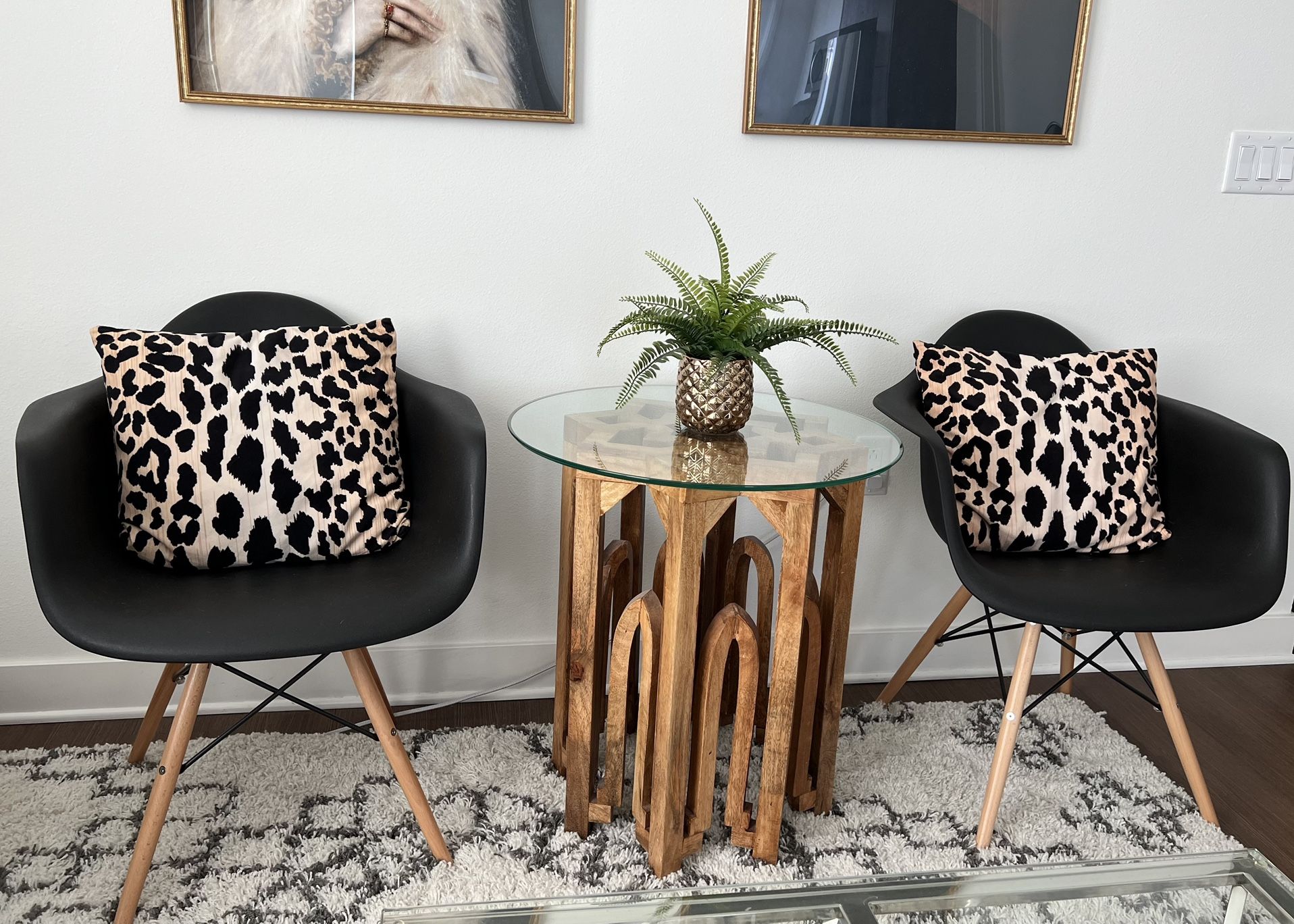 Moroccan Wood Side Table With glass Top