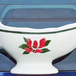 Art Deco Airbrushed Poinsettia Patterned Gravy Boat Jackson China Restaurant Ware Porcelain