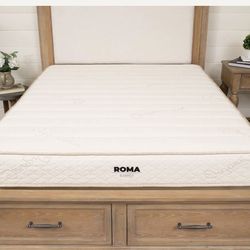 SLEEP  EZ DUAL ROMA COMFORT LATEX MEDIUM FLIPPABLE MATTRESS AND NATURAL LATEX MATRESS TOPPER WITH MATURAL LATEX QUEEN MATRESS TOPPER INCLUDED