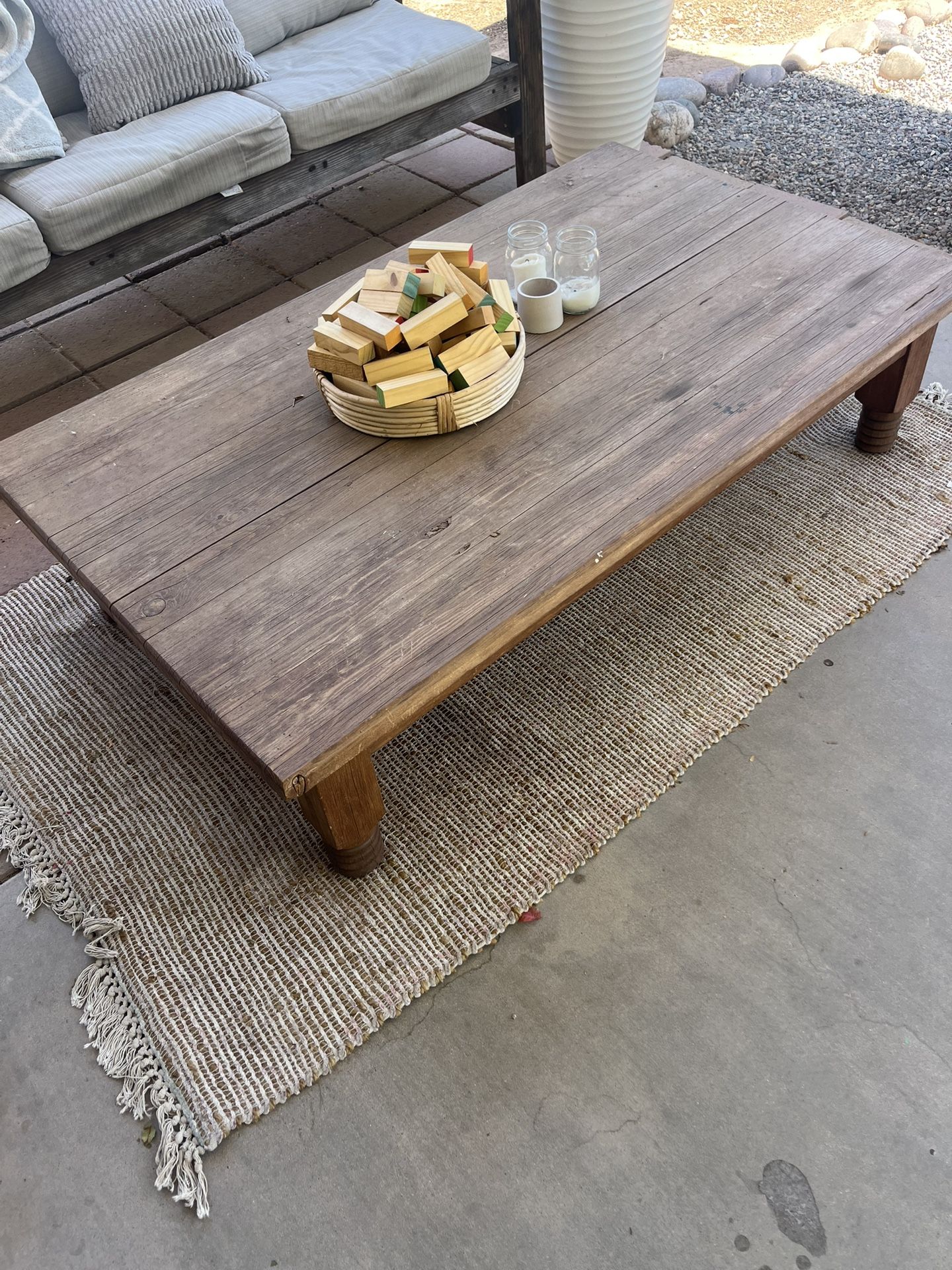 Wooden Outside Coffee Table / Outside Rug